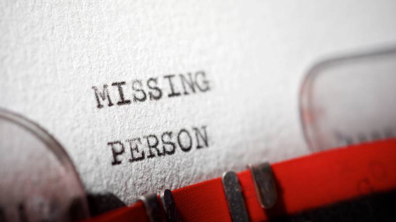 Missing person text written with a typewriter.